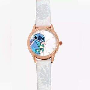 DISNEY LILO & STITCH Frog WATCH!Cute Animal Rose Gold Faux Leather Tropical Leaf